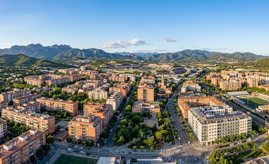 Vista del entorno urbano y residencial en Montmeló, Barcelona